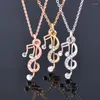 Colares Pingente Sinleery Trendy Music Notes Mulheres Colar Rosa Ouro Prata Cor Cadeia Declaração Jóias Presentes XL488