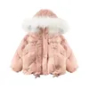 Para baixo casaco de inverno meninas jaquetas de algodão crianças parkas bebê adorável grosso outerwear criança quente gola de pele com capuz casacos 4 5 6 7 8 anos de idade 231013