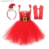 Tematdräkter julälva Cosplay Fairy Come For Girls 2023 2024 Princess Birthday Party Gowns Green and Red Dance Tutu kjol T231013