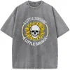 Men's T Shirts Funny Skull Print Short Sleeve T-shirt Summer Cotton 230g Washed Novelty Casual Loose Bleached Tshirt