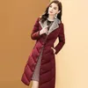 Dames trenchcoats mode casual lange katoenen jas herfst winter warme donsjassen imitatie kraag parka overjas