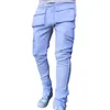 Männer Hosen Mann Mode Streetwear Nähte Farbe Jogger Hip Hop Lange Männer Elastische Taille Multi-taschen Jogger