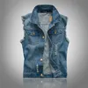 Men's Vests Ripped Jean Jacket Men's Denim Vest Hip Hop Jean Coats Waistcoat Men Cowboy Brand Sleeveless Jacket Male Tank Plus Size 6XL 231012