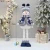 クリスマスの装飾木の装飾年装飾家のブルー雪だるまサンタクローススタンディングドール装飾2024年メリー・クリストマキッズギフトナビダッド231013