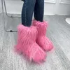 Women Outdoor Warm Boots Beach Wool Fur Snow Girls Fashion Y2k Furry Cute Long Mongolian Plush Faux Shoes 230922