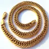 Edele heren 100% echt 24k geel massief gouden sieraden ketting ketting breed 11 mm 23 6 inch Nikkel niet allergisch niet gemakkelijk t243R