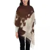 Bérets élégant brun veau peau de vache gland écharpe femmes hiver automne chaud châle enveloppe dame peau d'animal fourrure cuir texture foulards