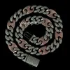 16 mm mrożony owalny link łańcuch kubański 14K diamentowy bransolekle nerek miedzi Miedź Pave Cubic Zirkonia Jewelry Hiphop Choker 7 cala-20 cala266i