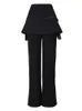 Женские брюки-капри EAM с высокой талией, черные кожаные длинные широкие брюки нестандартной формы, свободные брюки, женская мода, весна-осень JQ78101 231012