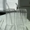 Tasses 400 500 ml Transparent Potable Ustensile Café Verre Tasse avec Pailles Vin Lait Bière Cola Jus Boissons Froides À La Main Can 231013