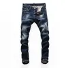 Jeans da uomo Stree Dsquare Moda Street People Stile Moto Cowboy Pantaloni Strappati Tempo libero Snello Inkjet d276f