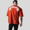 Men's T-Shirts Oversized T Shirt Men Loose Drop Shoulders Gym Clothing Bodybuilding Fitness Streetwear Hip-Hop T-shirt Cotton307J