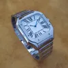 Acier inoxydable 316L aucun logo carré 38 mm de diamètre Montre homme automatique Cadran blanc Chiffre romain aiguille bleue Mouvement Japon NH35