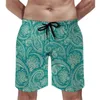 Shorts pour hommes Summer Gym Bleu Vert Paisley Sport Fitness Rétro Imprimé floral Plage Pantalons courts Mode Séchage rapide Trunks Plus Taille