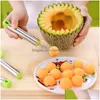 Fruit Vegetable Tools Stainless Steel Watermelon Slicer Cutter Set Carving Knife Melon Baller Scoop For Ice Cream Cantalo Homefavor Dhfdk