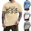 Men's T Shirts Long Sleeved Mens Halloween For Men Fun Bat Pattern Letter Print Tee Shirt Casual Summer