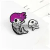 Cartoon Accessories Mermaid Pins Skeleton Fishbone Brooch Purple Hair Fish Bone Kids Enamel Baby, Kids Maternity Cartoon Products Dhog0