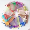 Cadeau cadeau 7x9cm Premium Organza Sacs de faveur de mariage Pochettes de bijoux Poches de paquet Sac de fil pur 100pcs / lot Candy Drop Livraison Accueil Dhuwf