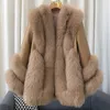 Women's Fur Faux Women Winter Coat Genuine With Natural Sheep Skin Leather Female Fashion Real Jackets 231013