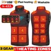 Gilets pour hommes Hommes USB infrarouge 17 zones de chauffage gilet veste hommes hiver gilet chauffant électrique gilet pour sport randonnée surdimensionné 5XLL2310284