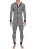 Herrspårpyjamas randiga pyjamas i ett stycke sätter manens mager jumpsuit långärmad höst/vinter 2023 loungewear
