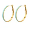 Stud Earrings Trendy Stainless Steel Mint Green Pink White Enamel Colorful Jewelry Hoop For Women Girls