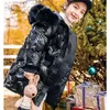 Donsjas 2023 Meisjes Parka Lange jassen Winter Waterdichte bontkraag Capuchon Jassen Grote kinderen Dikke warme katoenen bovenkleding Tiener Snowsuit J231013