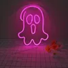 1pc Luci decorative decorative per arte della parete di Halloween, luci al neon per la camera da letto del portico anteriore con ingresso alla finestra, regalo per bambini per feste in casa Garage rosa 5V alimentato tramite USB