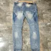 New Design Winter Mens Jeans High Quality Designer Spray Paint Spliced Ripped High Street Destroyed Denim Jeans US Size W28-W40195E