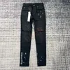 Mor kot tasarımcı erkek kot pantolon kadın denim pantolon sıkıntılı yırtık bisikletçi jean slim fit motosiklet erkek giyim boyutu 30-40 166