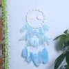 Decorative Figurines Blue Cloud Feather Dream Catcher With Light Cute Aerial Ornaments Home Decor Craft Gift