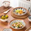 Kommen 2023 Groothandel Japanse stijl 4,5 inch aangepaste verpakking Keramische kom geschenkset Porseleinen gerechten Borden Serviessets