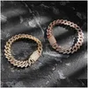 Chaîne Hip Hop Bracelet à maillons cubains 14 mm Pave Cz Bracelets glacés pour hommes et femmes Livraison directe Bijoux Dh3Ry