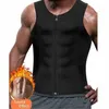 Herrenwesten Workout Trainer Weste Tank Tops Sweat Sauna Taille Body Shaper Slim Male Athletic Gym Zipper T-Shirt Plus Size256D