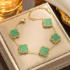 Van-Clef & Arpes Bracelet Designer Women Original Quality Netizen New Four Leaf Grass Bracelet Women's Minimalist Five Flower Fritillaria 1.5 Large Four Leaf Grass