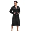 Ropa de dormir para hombres Hombres negros Satin Rayon Robe Bata Color Sólido Kimono Baño Ropa de dormir Salón Casual Masculino Nightgown Home Wear243L