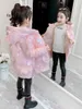 Down Coat 2023 Winter Down Long Jacket For Girls Waterproof Shiny Hooded Coat Children Clothing 5-12 Years Kids Parka Snowsuit Ytterkläder J231013