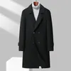 Misto lana da uomo Inverno 73 Cappotto da uomo Streetwear Causale lungo allentato doppio petto Cappotti di lana neri Moda calda giacca a vento 231013