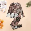 Pijamas masculinos Dwight Schrute The Office Pijama Clássico TV Homens Manga Longa Elegante Pijama Conjuntos 2 Peça Quarto Diário Gráfico Presente Idéia