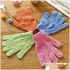 Badborstels Sponzen Scrubbers Exfoliërende handschoen Body Scrubber Handschoenen Nylon Douche Spa Mas Dode huidcellen Drop Delivery Home Gard Dhken