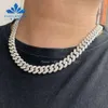 Design hiphop smycken 8-20mm 925 Sterling Silver Micro Paled VVS Moissanite Iced Out Cuban Link Chain Necklace