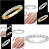 Eheringe AEW Solid 14K 585 Weißgold 12Ctw 2mm Df Farbe Moissanit Eternity Ehering Ring für Frauen Damen J01123094027 Jewe Dhjp7