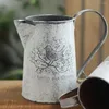 Vases 1Pcs Vintage Flower Arrangement Iron Art Bucket Birds French Script Container Can't Hold Water Watering Kettle Ornaments