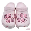 Accessori per cartoni animati Fai da te personalizzato Lettera inglese Clog Ciondoli per scarpe PVC Rosa Decorazione in gomma morbida Fibbia per braccialetto Bracciale Bambino, Kid Dhjyb