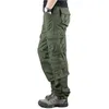 Men's Pants Spring Autumn 2023 Casual Trousers Large Loose Solid Straight Cargo Multi Pocket Wear-resistant Outdoor Sports