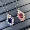 Bijoux de mariage pour femmes, Imitation œuf de colombe, rubis, saphir, zircon, diamants, pendentif, collier, bijoux de fête pour petite amie, cadeau