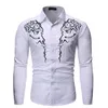 Mode Western Cowboy chemise hommes marque Design broderie Slim Fit décontracté à manches longues hommes chemises habillées chemise de fête de mariage mâle T2334h