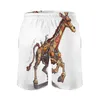 Men's Shorts Summer Board Giraffe Sportswear Drawing Style Cartoon Beach Short Pants Vintage Quick Drying Trunks Large Size