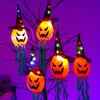 5 peças de adereços de decoração externa em formato de feiticeiro de abóbora iluminada para Halloween, itens de decoração de plástico para janela 5 conjuntos de luzes de atmosfera festiva enviados sem bateria