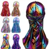 Mannen Vrouwen Zijde Laser Polyester Bandana Hoed Durag Rag Tail Wrap Hoofddeksels Gift Cap3072